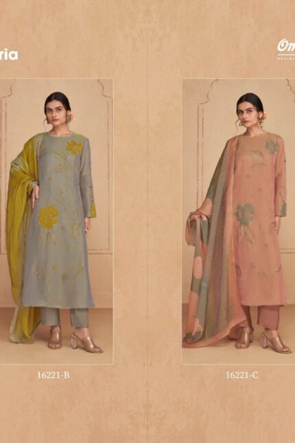 Omtex Vittoria Silk Tissue Satin Embroidery Suit