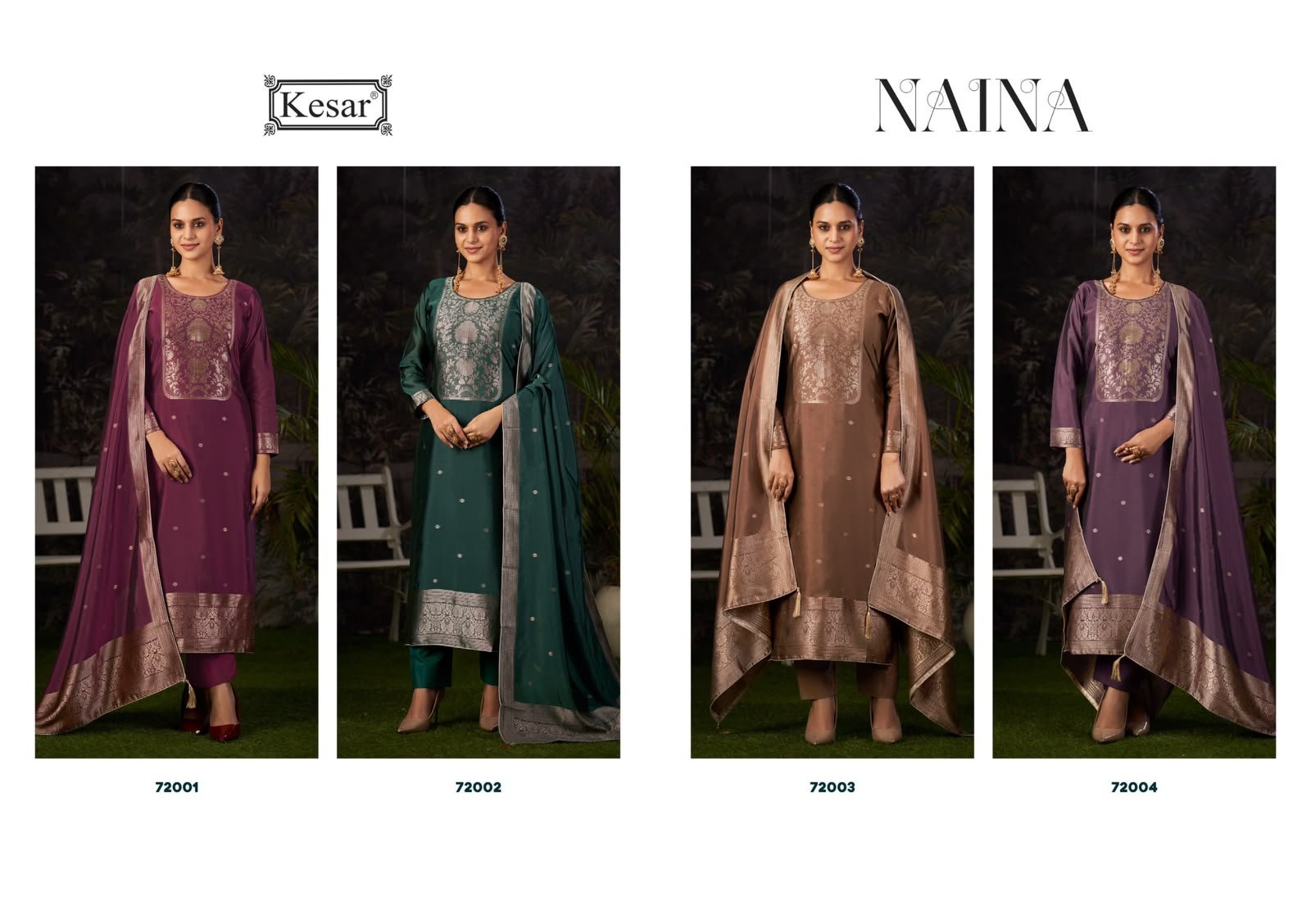 Kesar Naina Silk Jacquard Bead Handwork Suit