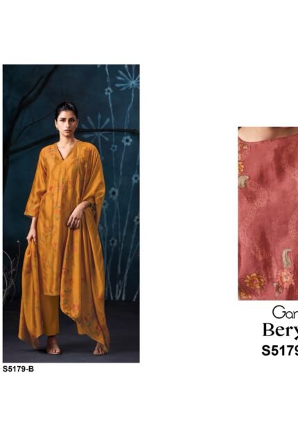 Ganga Beryssa 5179 Bemberg Russian Silk Printed Suit - 4 Designs @ ₹2350 | Swarovski Hand Work