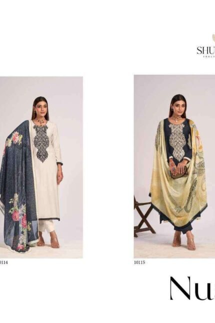 Shurooq Nusrat Pure Muslin Embroidery Suit - 4 Designs @ ₹1195 | Muslin Digital Print