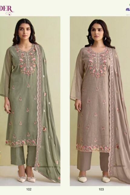 Avon Lavender Simmer Silk Parsi Ghara Suit - 4 Designs @ ₹1895 | Chinnon Dupatta