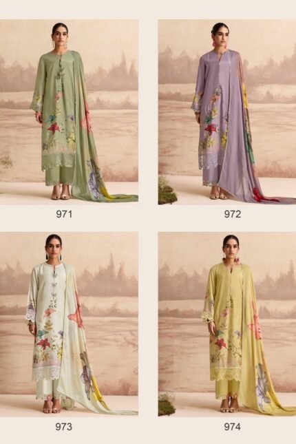 Kimora Sohni Sandalwood Muslin Butterfly Embroidered Suit - 4 Designs @ ₹2050 | Kimora