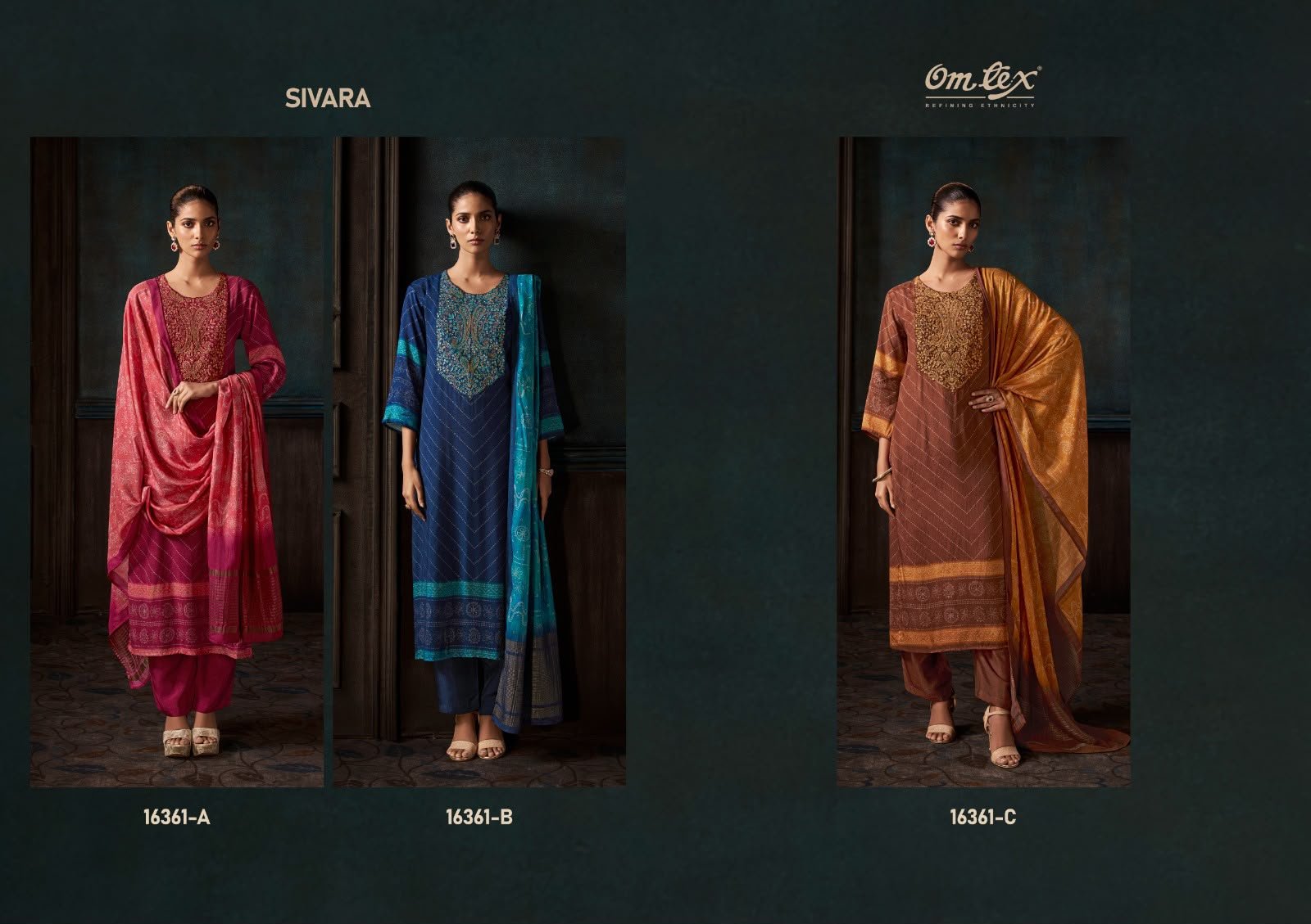 Omtex Sivara Muslin Silk Digital Print Suit with Embroidery Patch