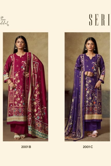 Shiddat Serina 2 Pure Muslin Digital Print Suit with Handwork and Soft Silk Dupatta