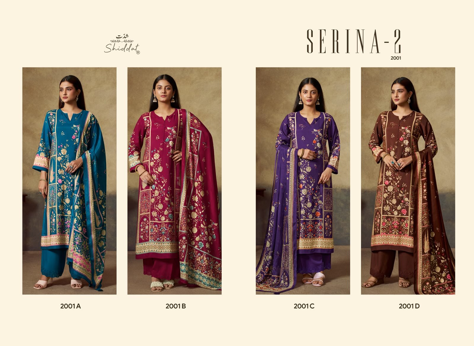 Shiddat Serina 2 Pure Muslin Digital Print Suit with Handwork and Soft Silk Dupatta