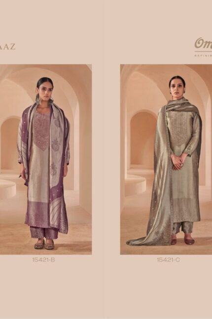 Omtex Farnaaz Giraffe Jacquard Embroidery Patch Work Suit