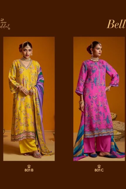 Shiddat Bell Rose 501 Digital Printed Viscose Organza Twill Suit