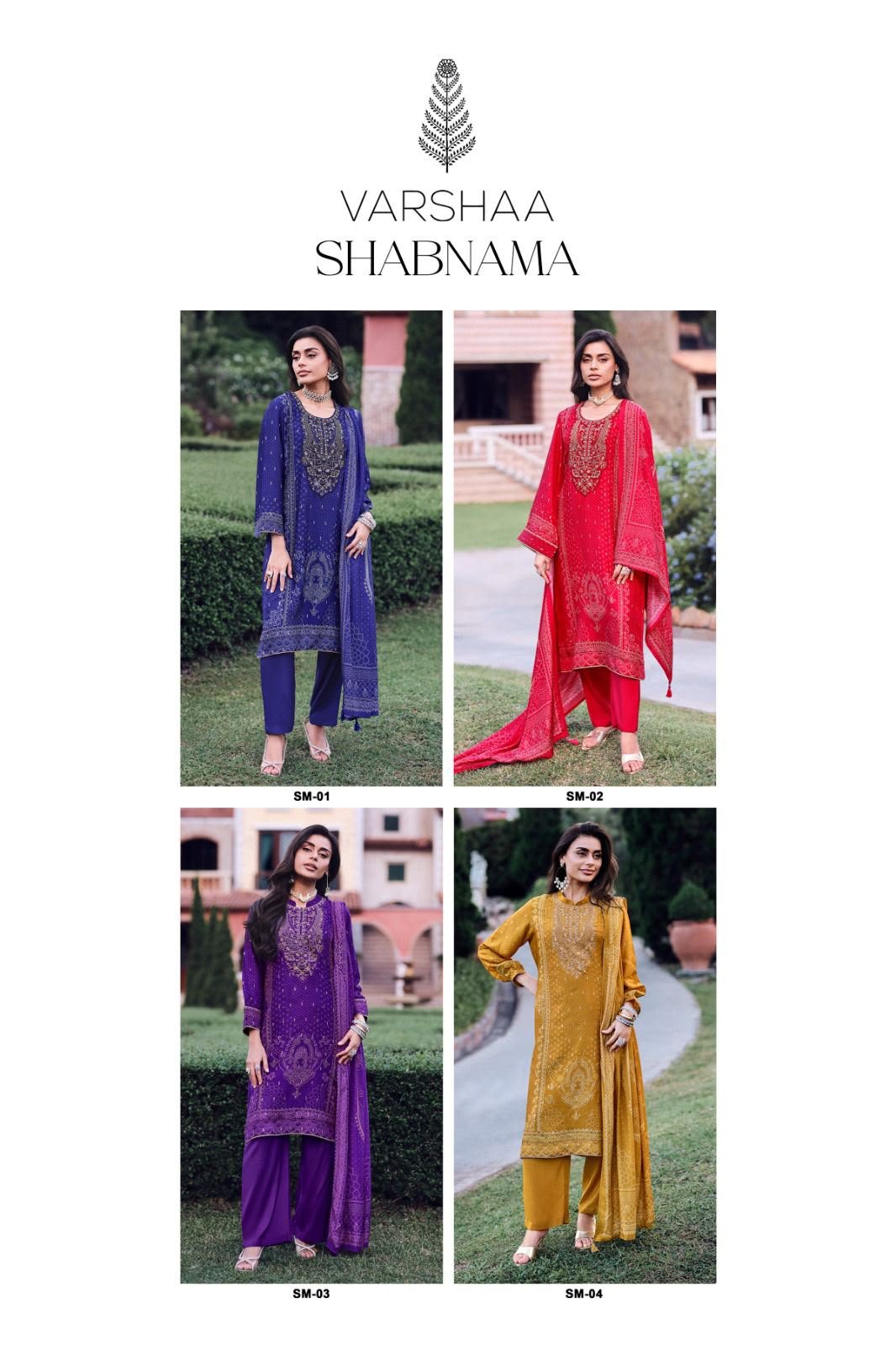 Varsha Shabnama Premium Russian Woven Digital Print Embroidered Suit