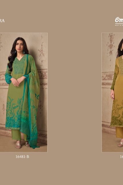 Omtex Elora Premium Organza Twill Digital Print Embroidered Suit