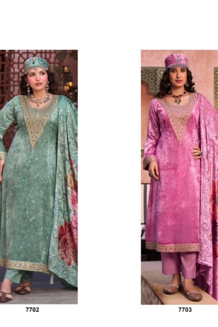 Rupali Fashion Moroccan Dream Velvet Palachi Brasso Suit