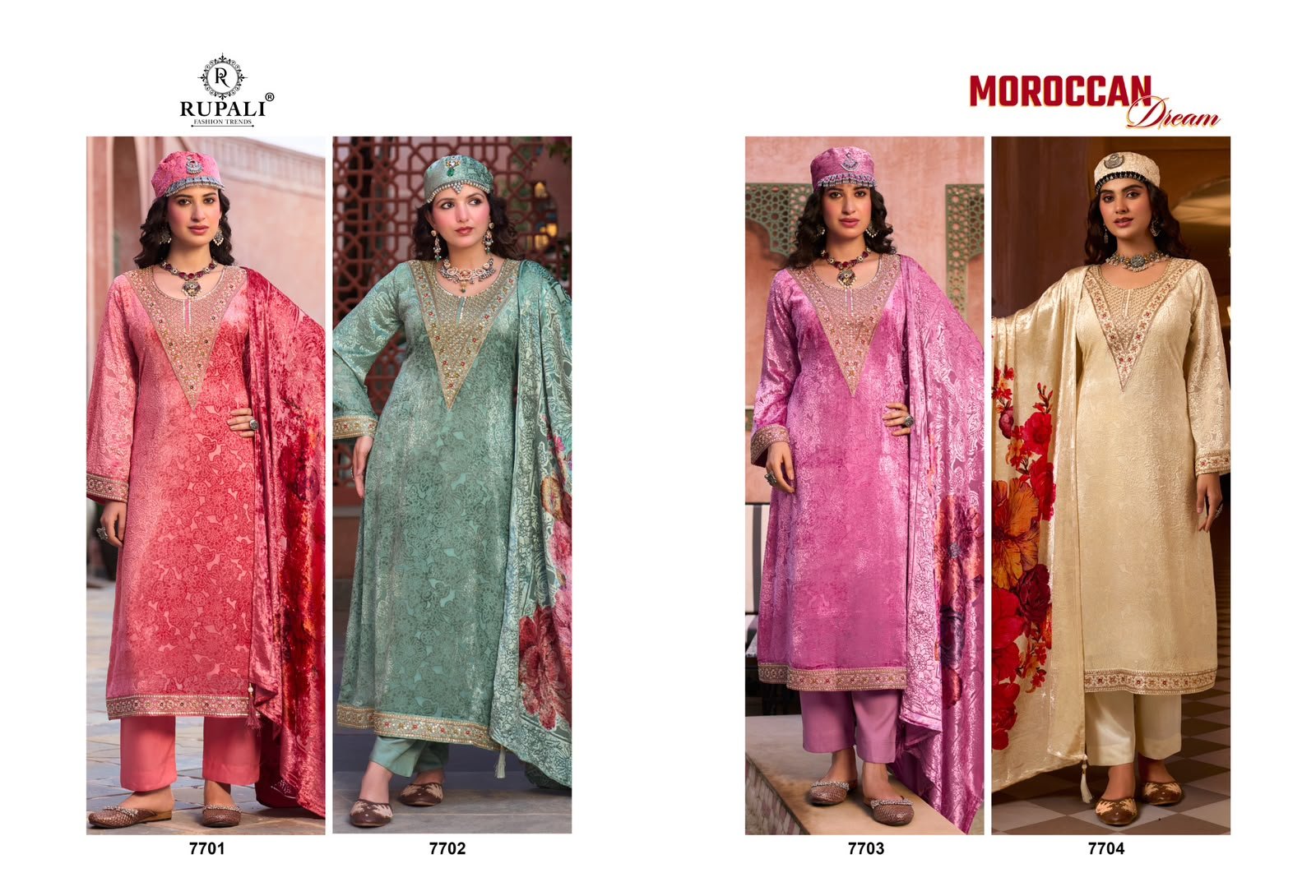 Rupali Fashion Moroccan Dream Velvet Palachi Brasso Suit