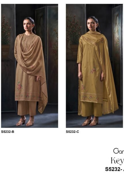 Ganga Keyara 5232 Premium Corduroy Printed Stone Work Suit