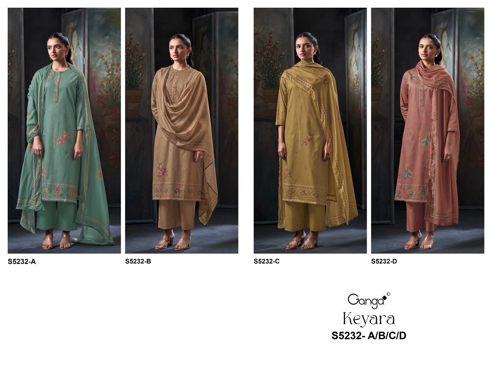 Ganga Keyara 5232 Premium Corduroy Printed Stone Work Suit