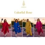 Varsha Colourful Rose Gajji Shimmer Pitta Hand Work Suit