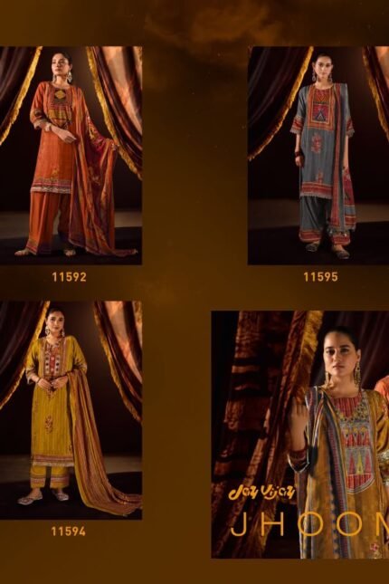 Jay Vijay Jhoomro Bemberg Muslin Silk Slub Lace Suit