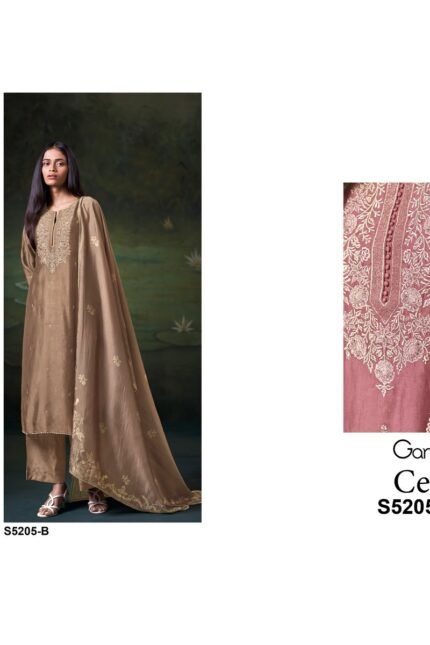 Ganga Celsa 5205 Bemberg Russian Silk Schiffli Lace Suit - 2 Pcs Rate 2465