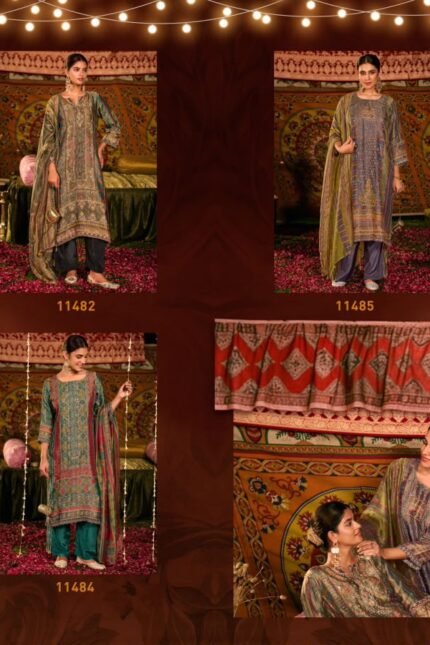 Jay Vijay Saj Dhaj Ke Kanjivaram Jacquard Suit - 6 Pcs Rate 2645