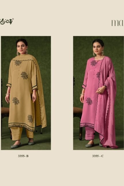 Jay Vijay Mavya Pure Organza Twill Fancy Embroidery Suit - 4 Pcs Rate 1980