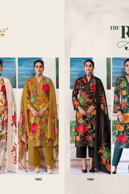 Rangati Prints The Rose Pure Pashmina Digital Print Suit - 6 Pcs Rate 1199