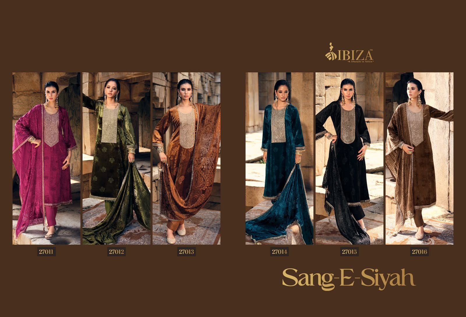 Ibiza Sang E Siyah Pure Velvet Brasso Jardoshi Handwork Suit - 6 Pcs Rate 3350