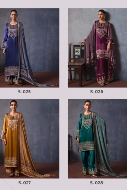 Kimora Lajjo Pure Gajji Silk Digital Print Scalloped Dori Embroidery Suit - 4 Pcs Rate 2390