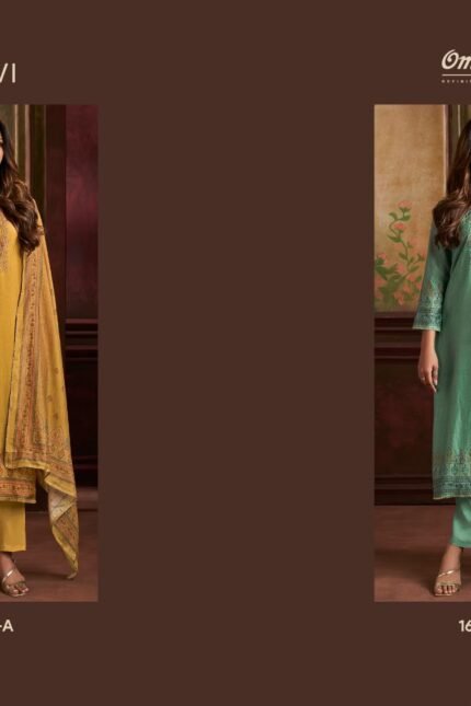 Omtex Urvi Russian Silk Digital Print Embroidery Lace Handwork Suit - 2 Pcs Rate 2095