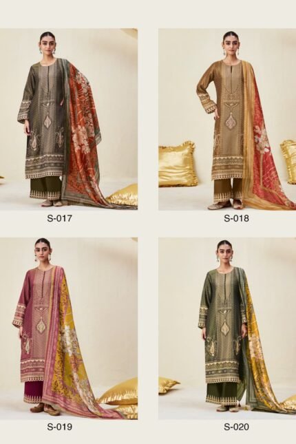 Kimora Sohni Ambi Pure Zari Silk Digital Print Handwork Pitta Suit - 4 Pcs Rate 2175