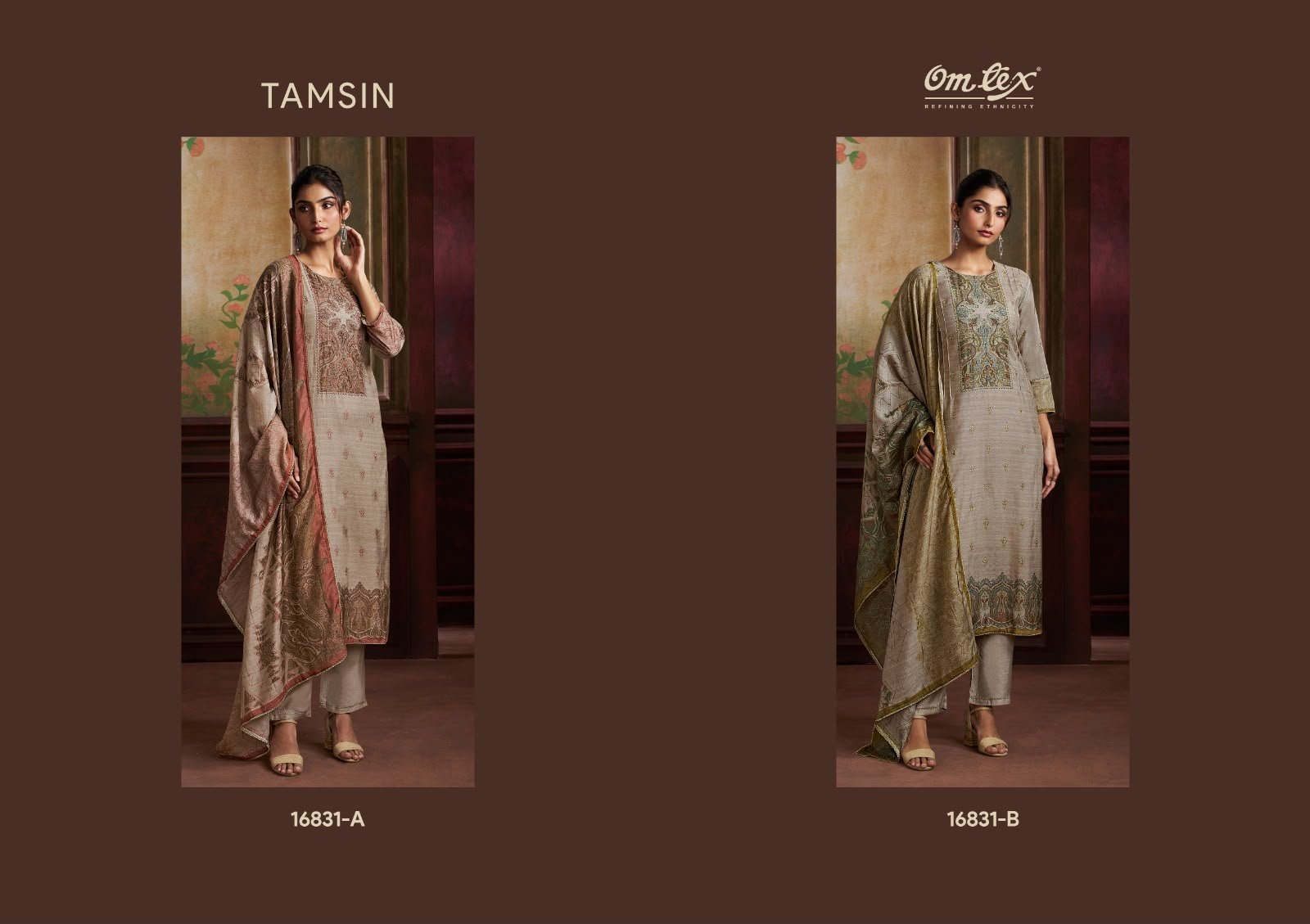 Omtex Tamsin Radiant Silk Digital Print Handwork Suit - 2 Pcs Rate 2595