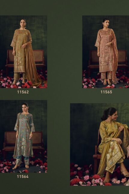 Jay Vijay Kalika Pure Tissue Jacquard Digital Print Embroidery Suit