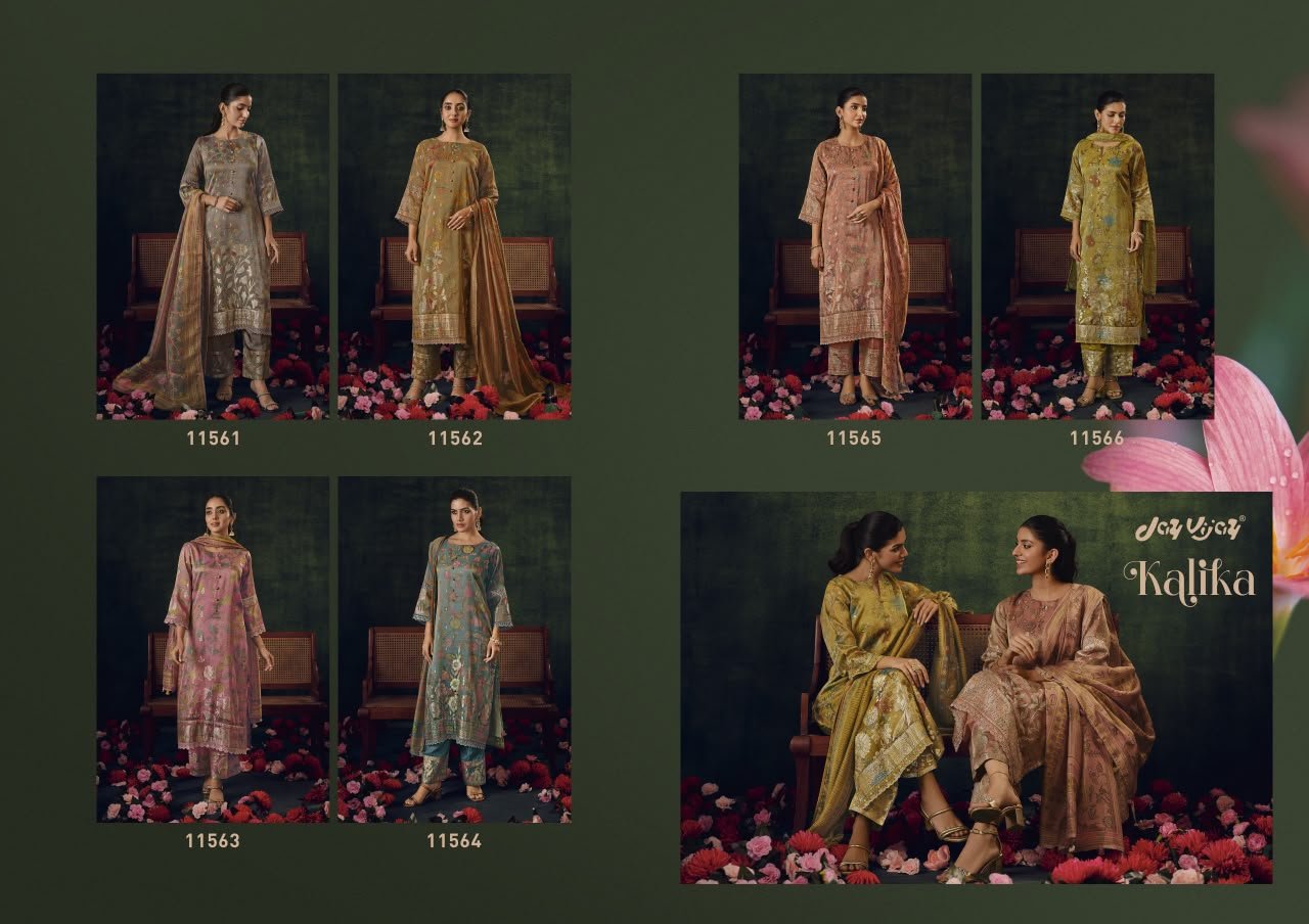 Jay Vijay Kalika Pure Tissue Jacquard Digital Print Embroidery Suit