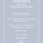 Naariti Nishra Tissue Silk Embroidery Handwork Allover Suit - 3 Pcs Rate 3250