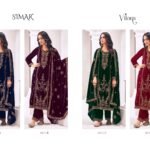 Glossy Simar Vilora Premium Velvet 9000 Heavy Embroidery Suit - 4 Pcs Price 2295
