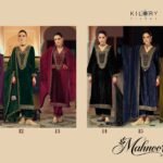 Kilory Trends Mahnoor Pure Valvet Crush Embroidery Daman Sleeve Suit - 6 Pcs Rate 2695
