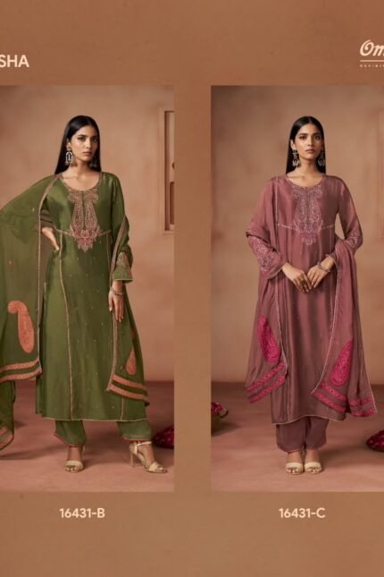 Omtex Vareesha Silk Touch Embroidery Sleeves Work Suit - 4 Pcs Rate 2095