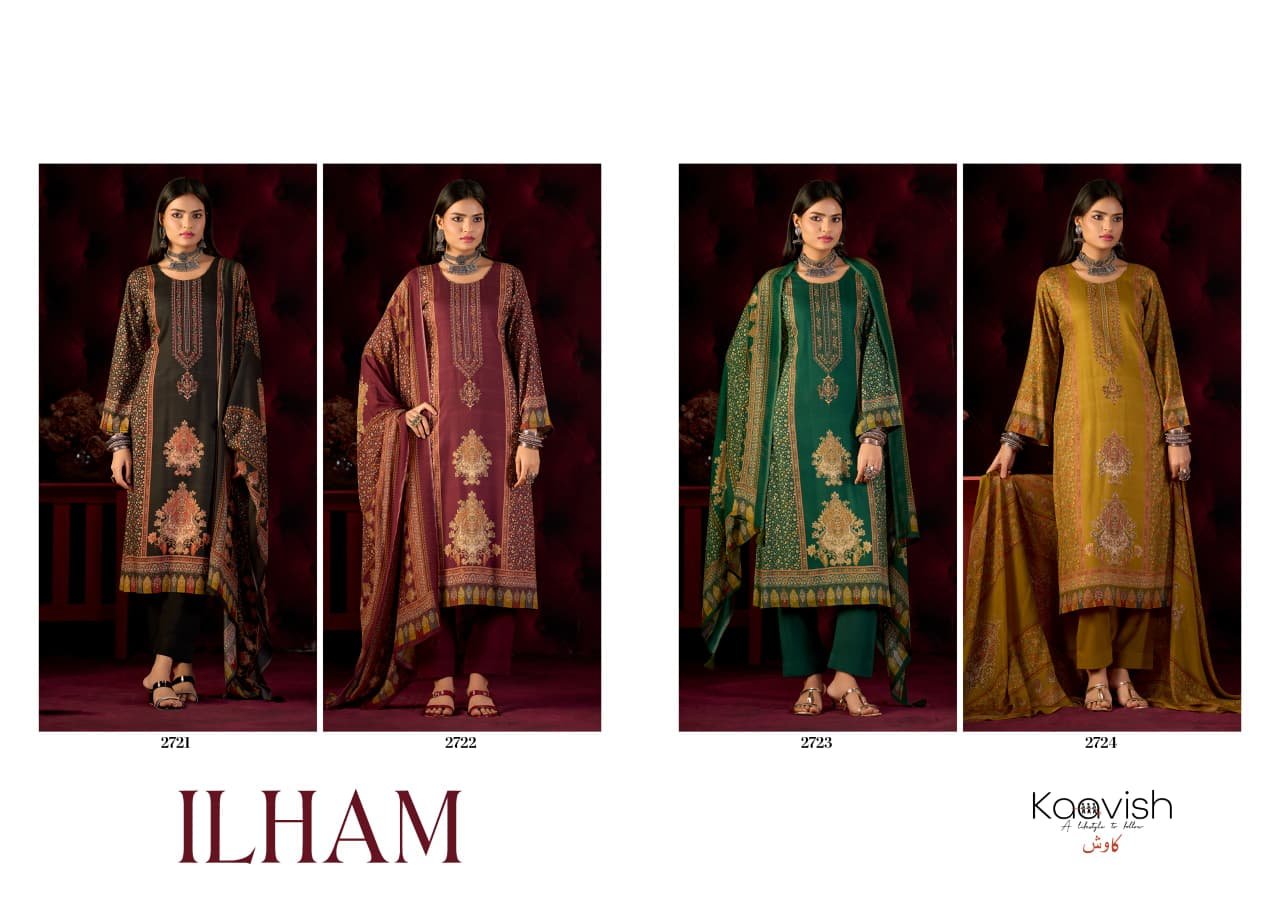 Kaavish Ilham Pure Viscose Pashmina Digital Print Embroidery Suit - 4 Pcs Rate 1295