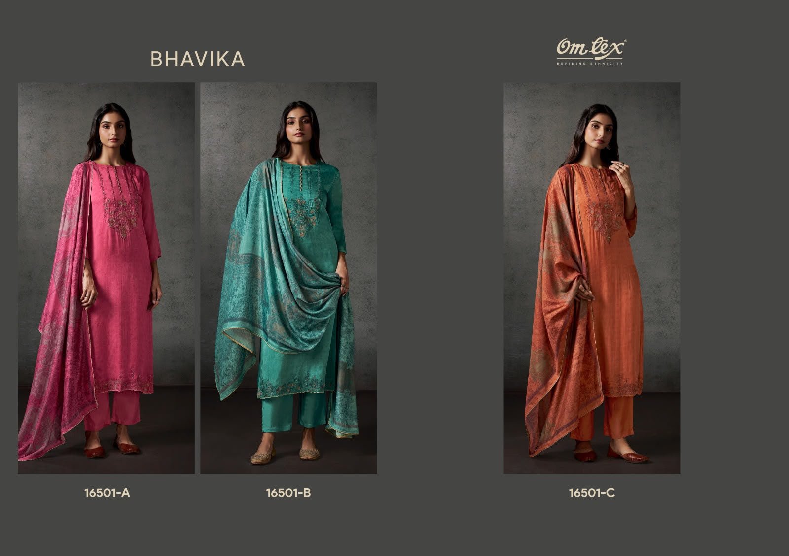 Omtex Bhavika Dutch Silk Digital Print Embroidery Muslin Silk Suit - 3 Pcs Rate 2195