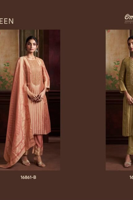 Omtex Harleen Giraffe Silk Jacquard Embroidery Lotus Jacquard Border Suit - 3 Pcs Rate 2895