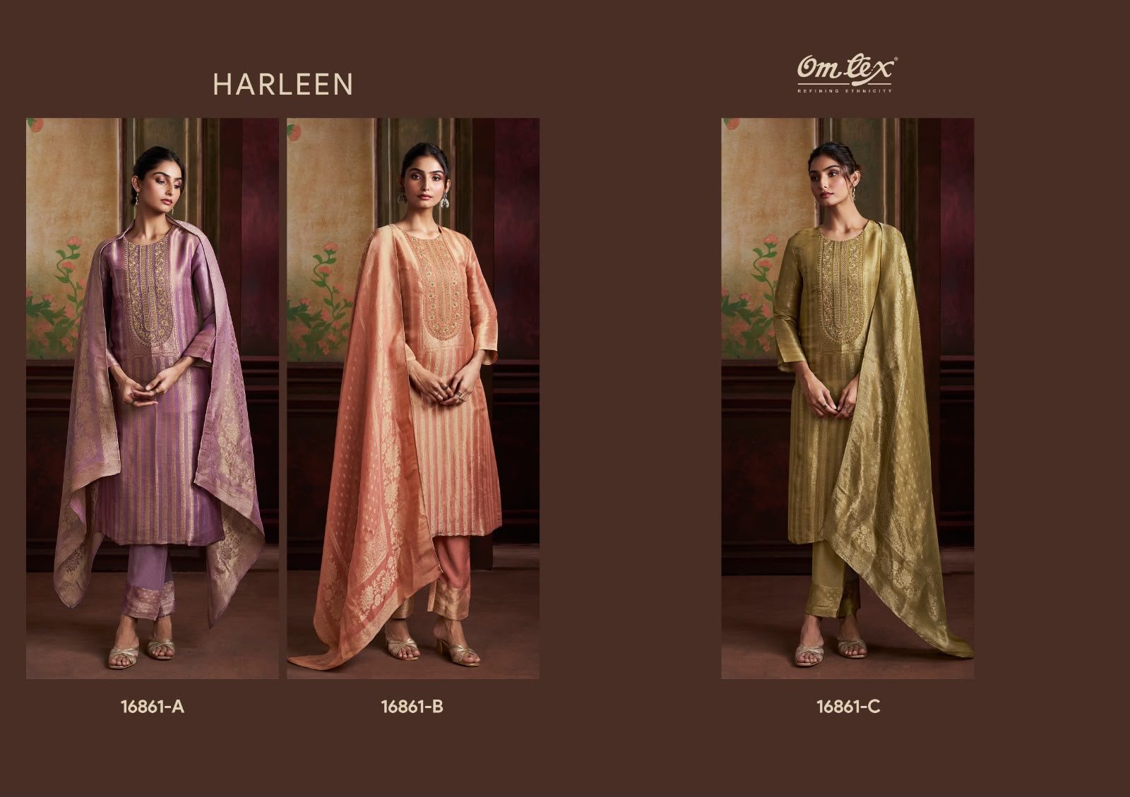 Omtex Harleen Giraffe Silk Jacquard Embroidery Lotus Jacquard Border Suit - 3 Pcs Rate 2895