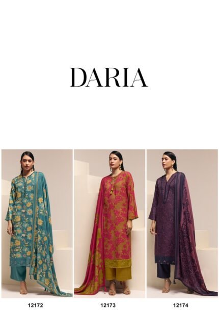 PRM Trendz Daria Pure Viscos Pashmina Digital Print Heavy Fancy Work Solid Woollen Shawl Suit - 6 Pcs Rate 1395 + GST