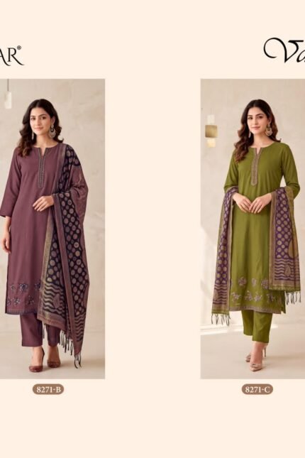 Simar Vamika Vol-02 Pure Viscose Pashmina Fancy Embroidery Work Silk Weaving Jacquard Suit - 4 Pcs Rate 1795